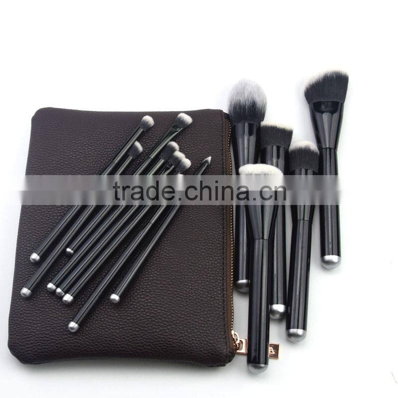 New style wooden handle classic black cosmetic makeup brushes professional free sample