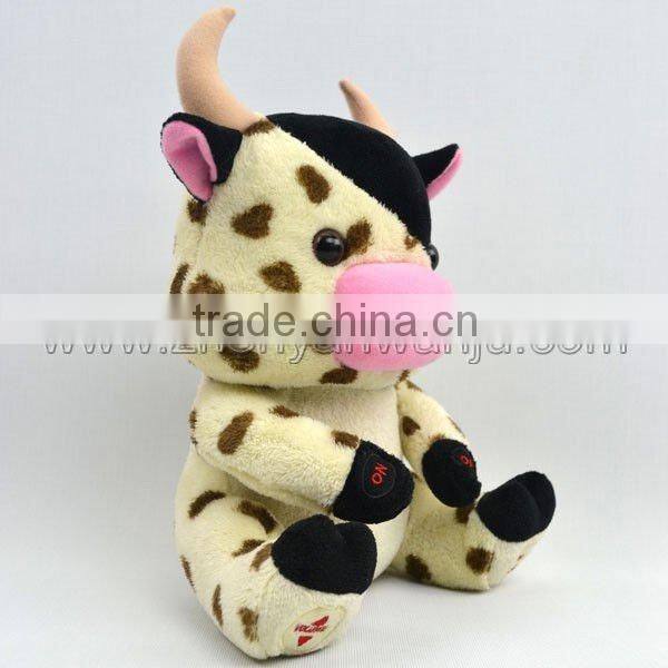 Stuffed white dairy cow&Educational toys&round mini plush cow