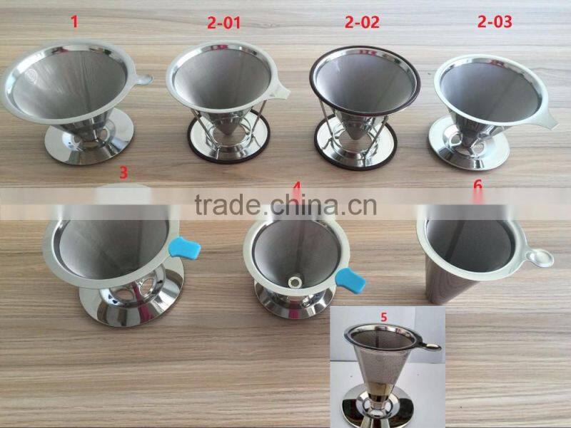 Hot Selling One Part Reusable Double Wall Stainless Steel Pour Over Coffee Dripper