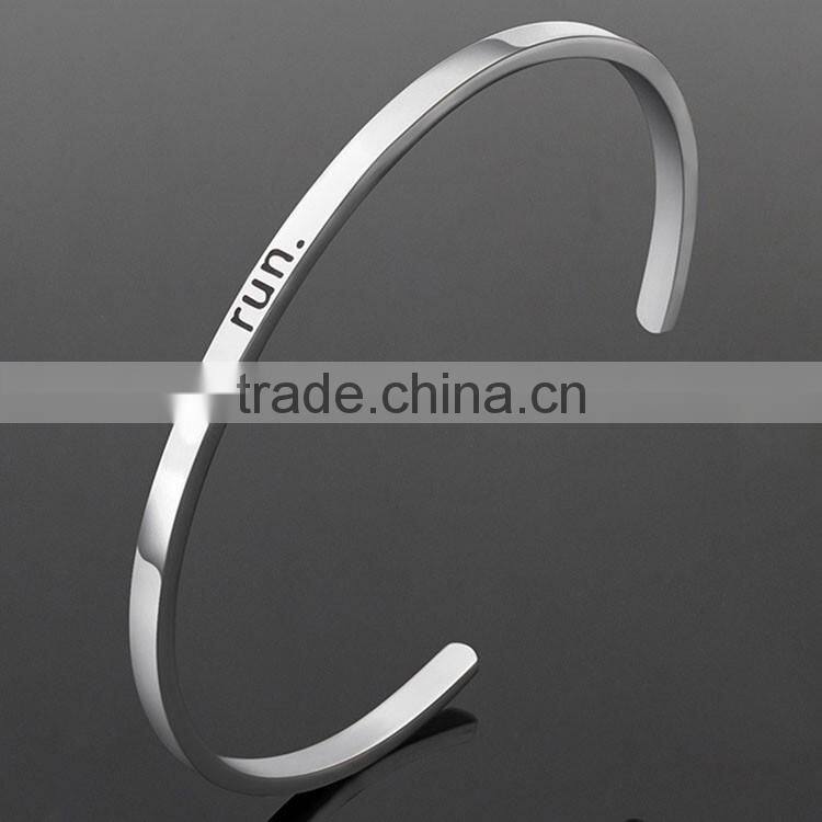 Message FOLLOW YOUR HEART Bracelet Stainless Steel Metal Bracelet Custom Inspirational Engraved Jewelry