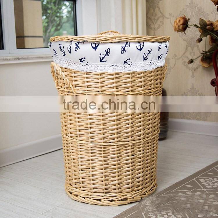 S&D handweaved washable plastic rattan laundry basket for hotel hamper basket