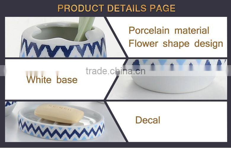 Most popular decal fine porcelain bathroom set with ISO certificate