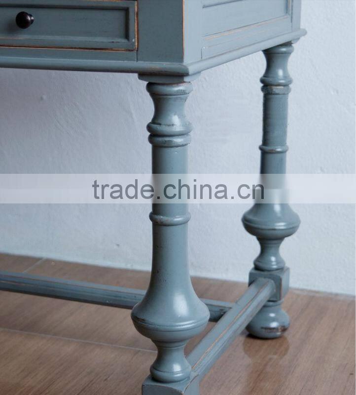 Spanish style wooden rectangular living room console table with antique finishing workmanship