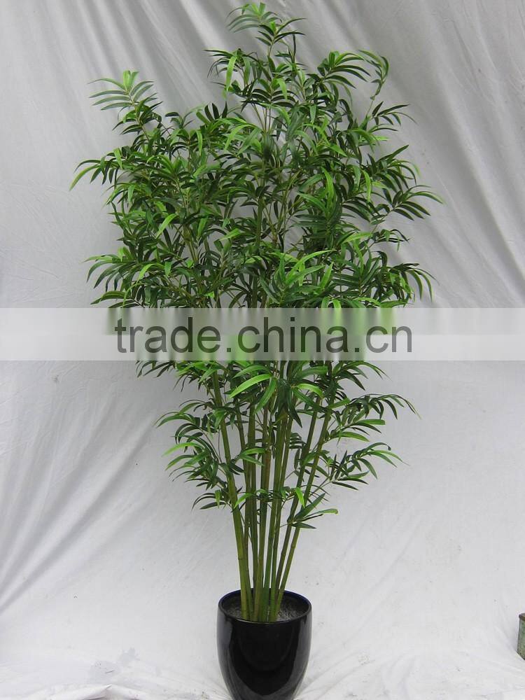 wholesales plastic artificial garden green bamboo plants lumber craft with leaves for decoration