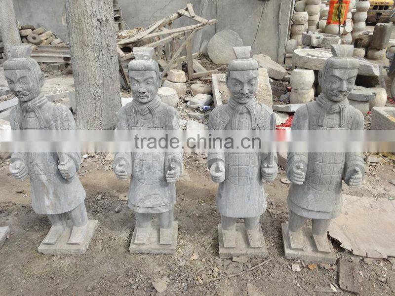 Large Hand Carved Antique stone terracotta warriors statue
