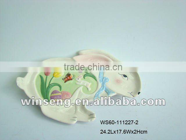 Customized Ceramic Easter Rabbit Plate for promotional gifts
