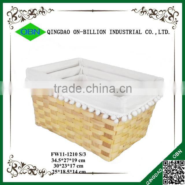 Wood chip eco-friendly basket with white liner