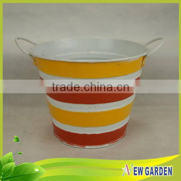 Anti-corrosion Home & garden decor stripe metal flat flower pot