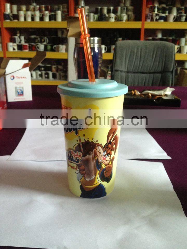 single wall plastic tumbler with straw and lid