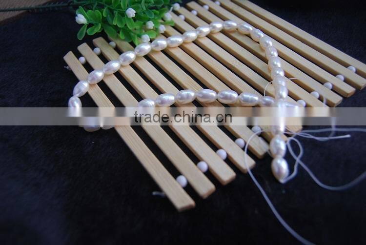 8-9mm white rice shape freshwater pearl strand