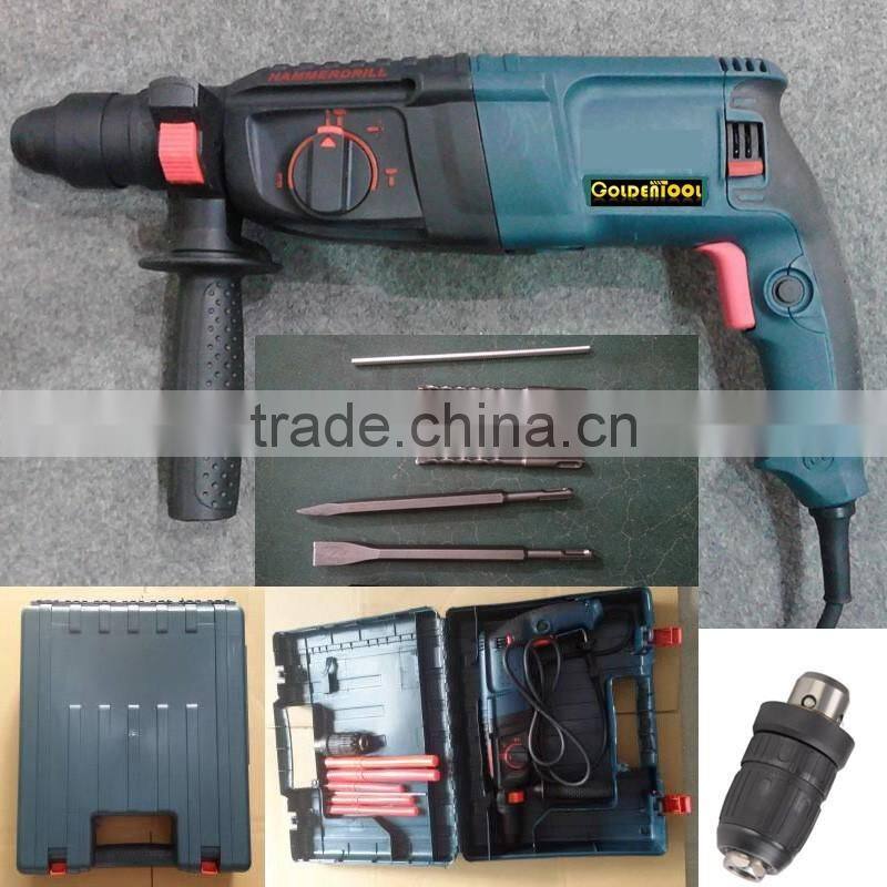 800w 3 Function SDS-PLUS Chiseling Drilling Rotary Hammer Machine Portable Electric 26mm Hammer Drill With Fast Chuck