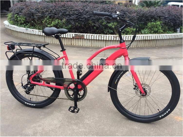 26 inch beach cruiser electric bike with hidden battery adult chopper bicycle beach cruiser bike