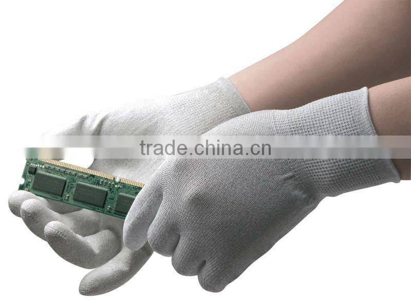13gauge white nylon gloves fingertips coated with PU