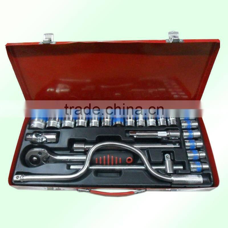 D6007-1 1/2" 24 PCS curved rod soket wrench/spanner tool set with iron box