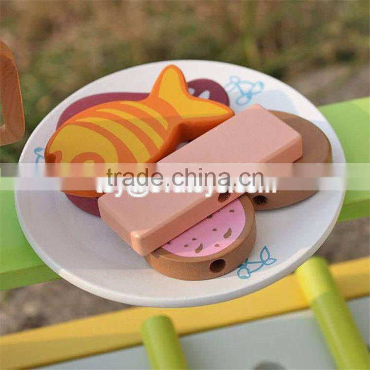 New design preschool kids play kitchen toys wooden toy bbq set W10C302