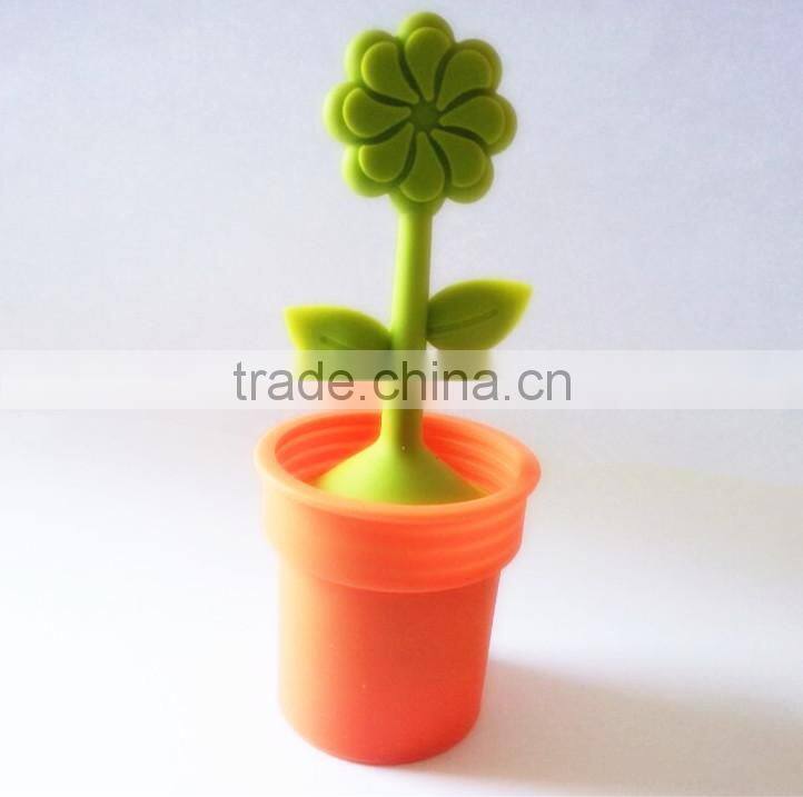 Food Grade Colorful Creative heat resisting silicone tea infuser in flower shape, tea strainer, stainless steel tea infuser