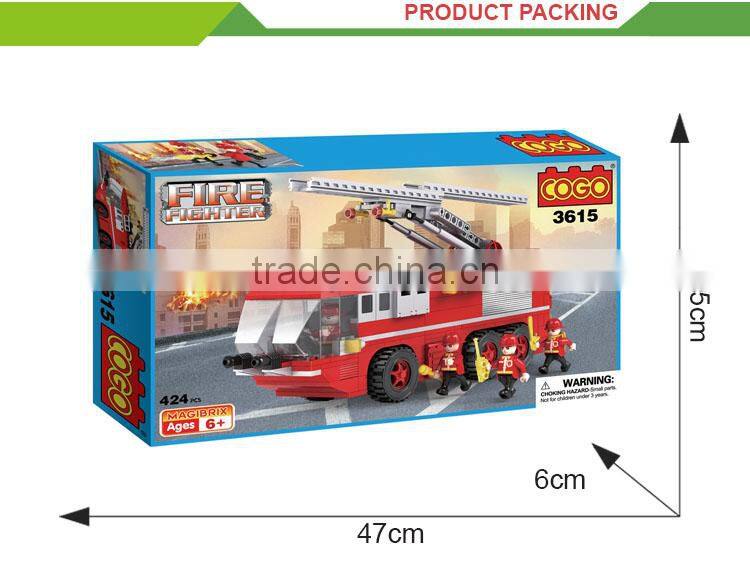 Intelligence 3D fire truck puzzle plastic building connector toys