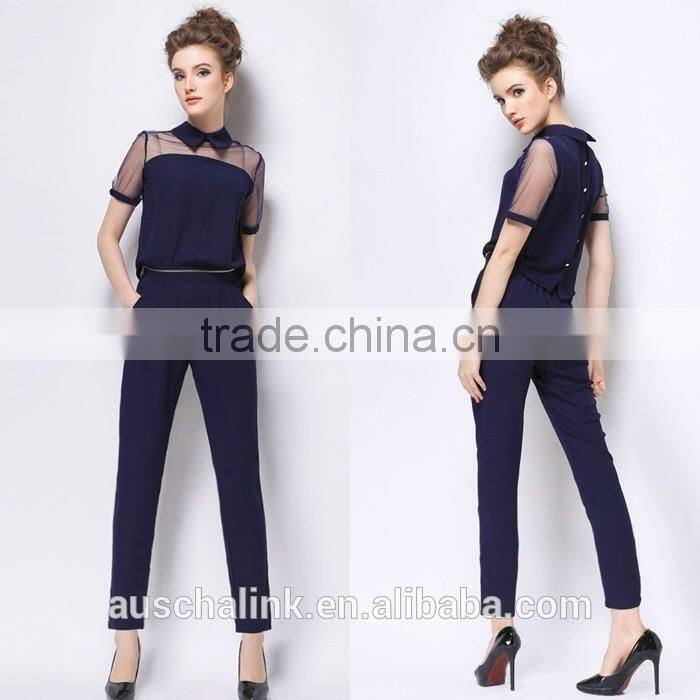 alibaba lady dark navy blue fashion detachable pants low price