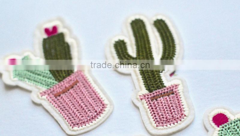 Custom high quality cactus embroidered patch for clothes embroidery patch made in china choose size/color