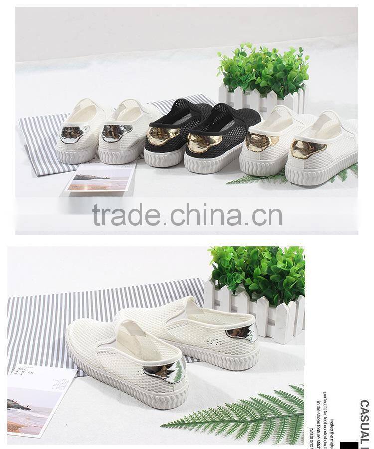 Lady hollow slip on all-match canvas sneaker shoes wholesale