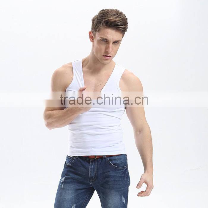 Classic slim fit custom mens gym vest