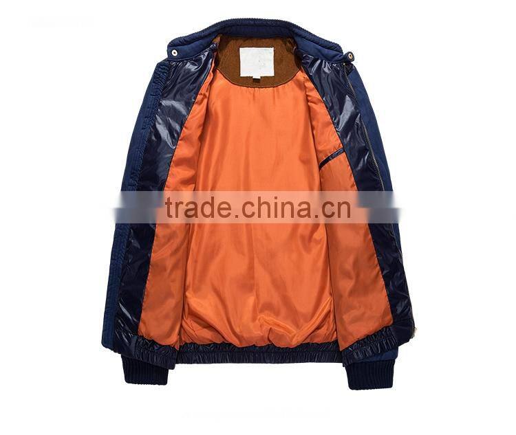 Mens Stand Collar Contrast Fabric Quilting Jacket With Elbow Patch