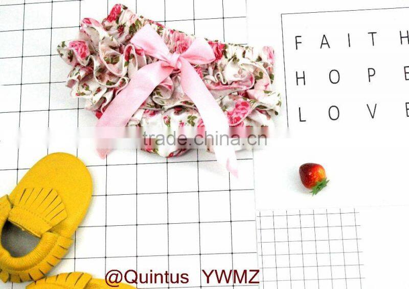 Ruffle shorts for baby girl pink flowers bloomer newborn baby clothes China supplier