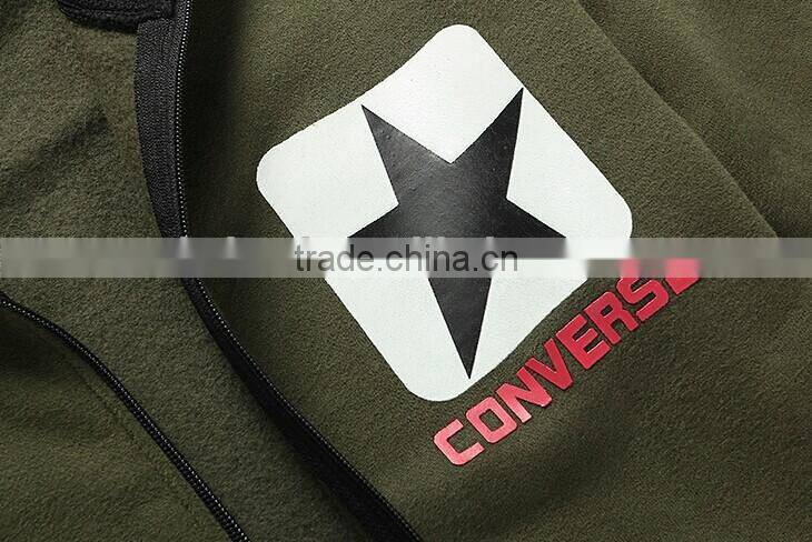 Winter Autumn New Arrival Fleece Pure Cotton Long Sleeve Jacket With Rib Collar & Cuff & Bottom Hoodie Without Hood