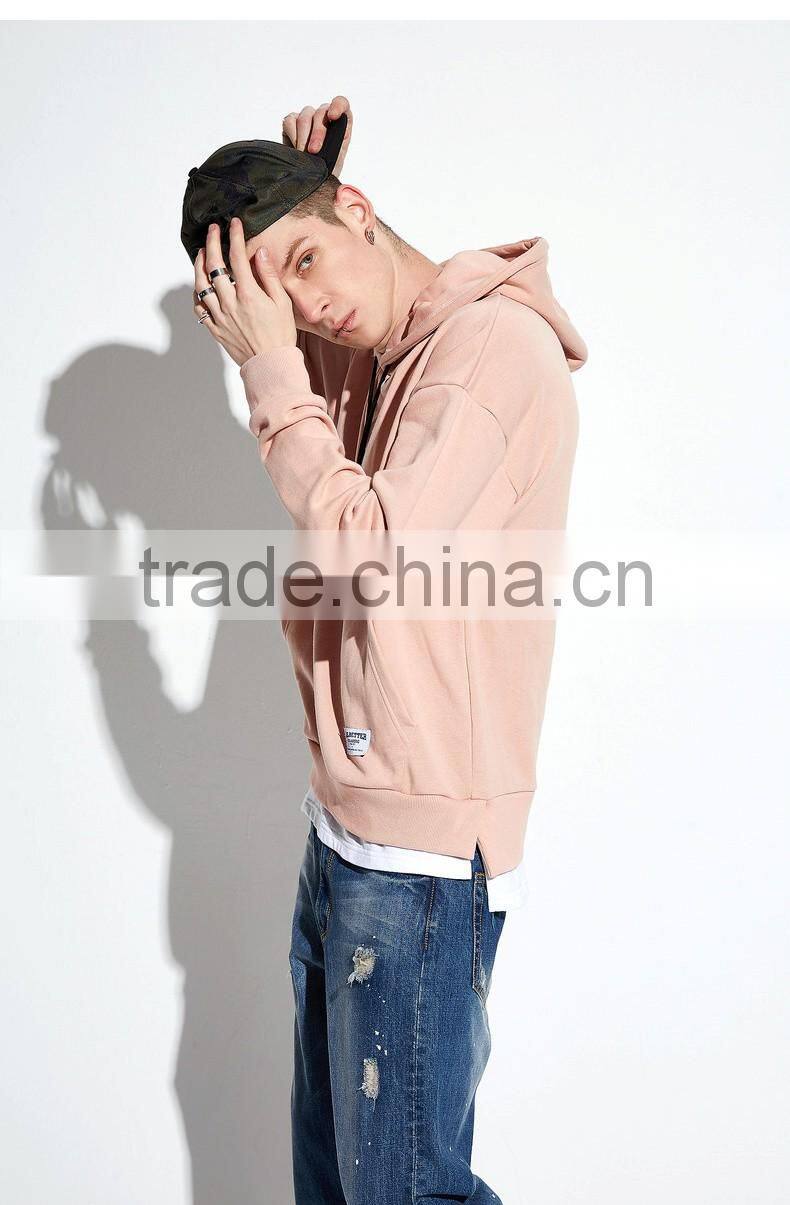 2017 spring Causual long sleeve plain dyed blank 220g 100% cotton custom logo men gym pullover hoodie