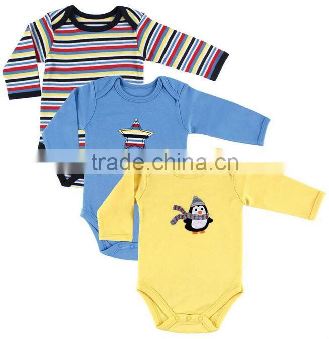 Printed bird autumn wear long sleeve custom infant organic cotton wholesale newborn baby clothes 2015