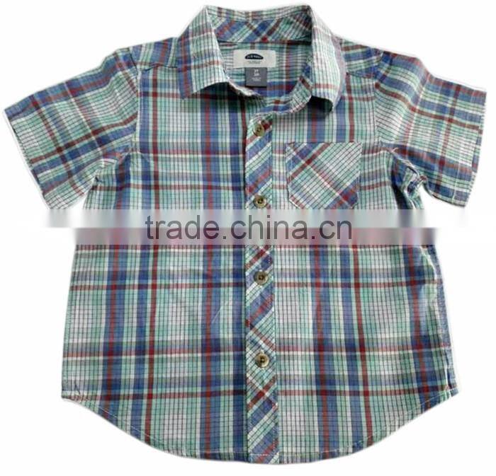 2017 New Model Cotton Plaid Button-Front Kids Boys Casual Shirts