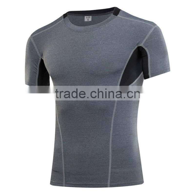 Underwear Men's Muscle Stretch Fabric Compression Tight T-Shirt Workout Running Sports Gym Athletic Marathon T Shirt