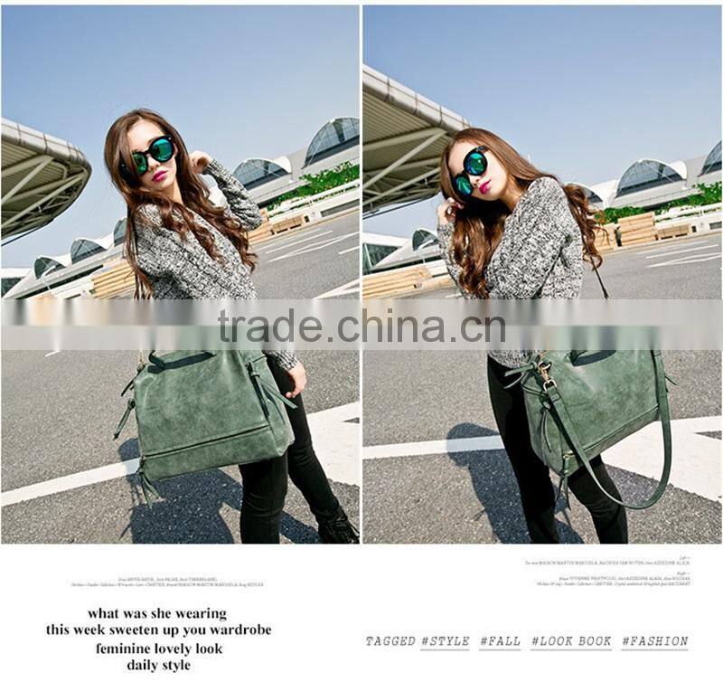 Vintage Nubuck Leather Large Women Shoulder Bag