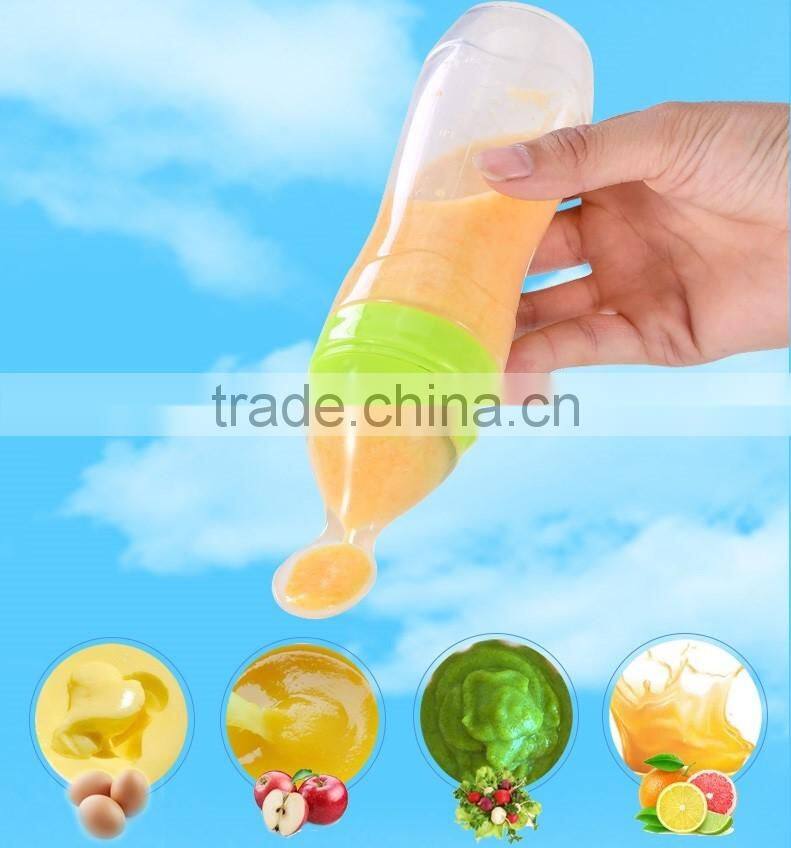 baby feeding bottle with spoon/squeeze feeder/Baby Silicone Squeeze Spoon