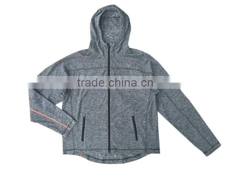 Popular outdoor sports clothing knitted hoodies melange ploar fleece pullover jacket