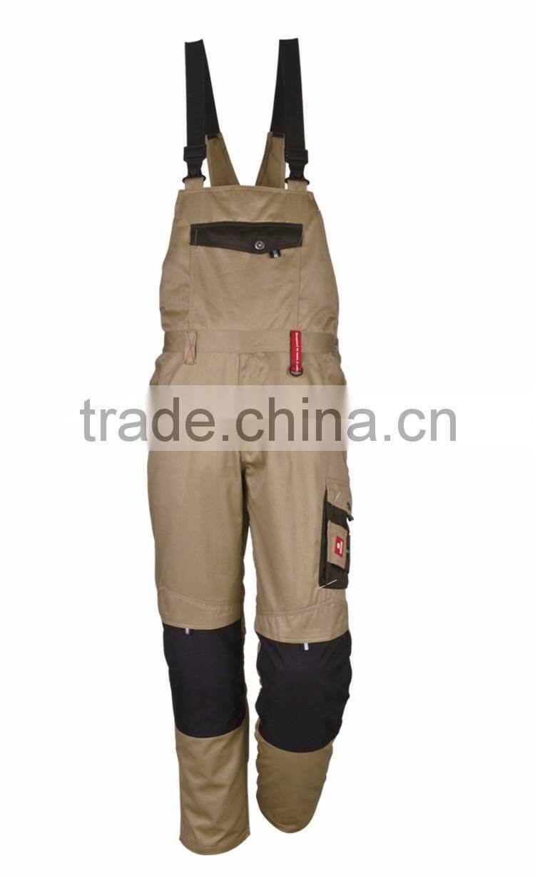 High quality new style men bib pants with polycotton twill workwear