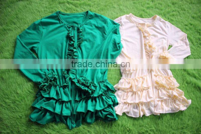 Children Girls Cotton Ruffle Plain Shirt Wholesale Baby Girls Fashion Salable Icing Shirt Boutique