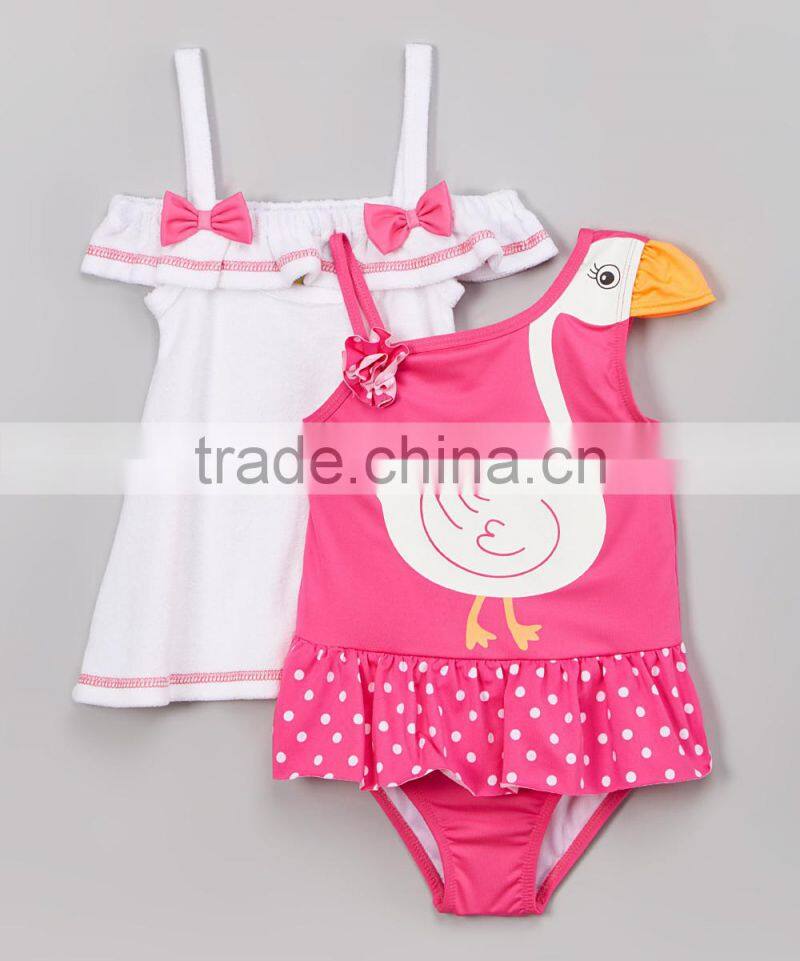 Latest Girl Beachwear With Pink Swan Princess One-Piece And Cover-Up Girl Swimsuit Girls Wear G-NP-TR905-395