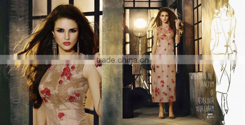 Grey color on embroidery design Bliss Charm Designer Kurtis