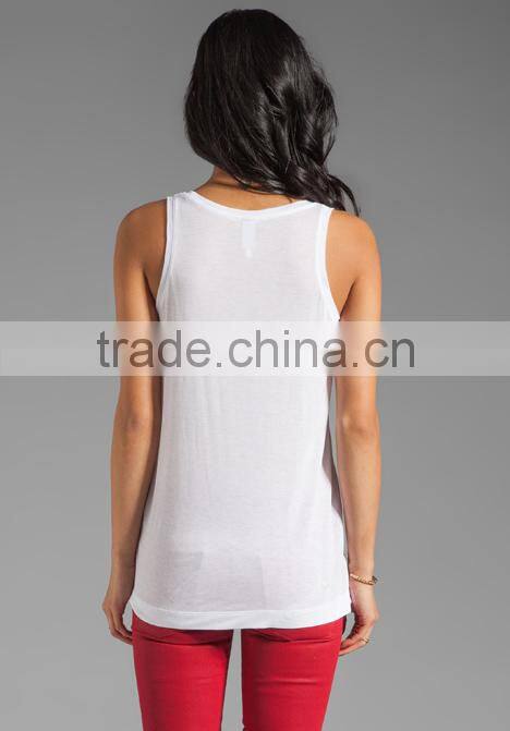 Loose Pocket Tank in White