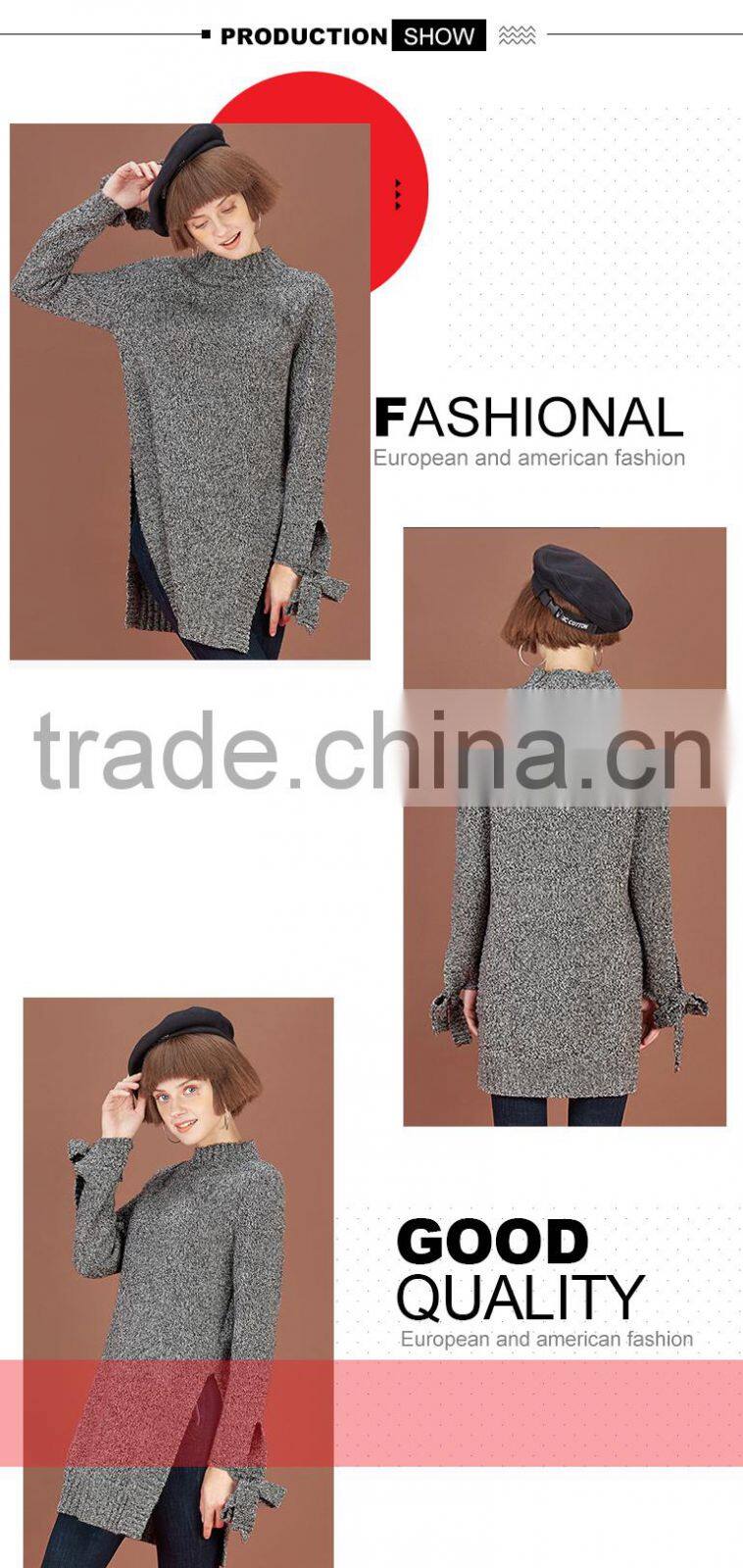 Ladies latest fashion high quality long chunky organic wool sweaters with wholesael price