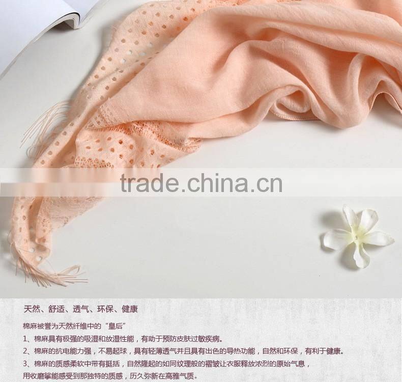 New fashion custom lash lace trimming viscose hijab scarf