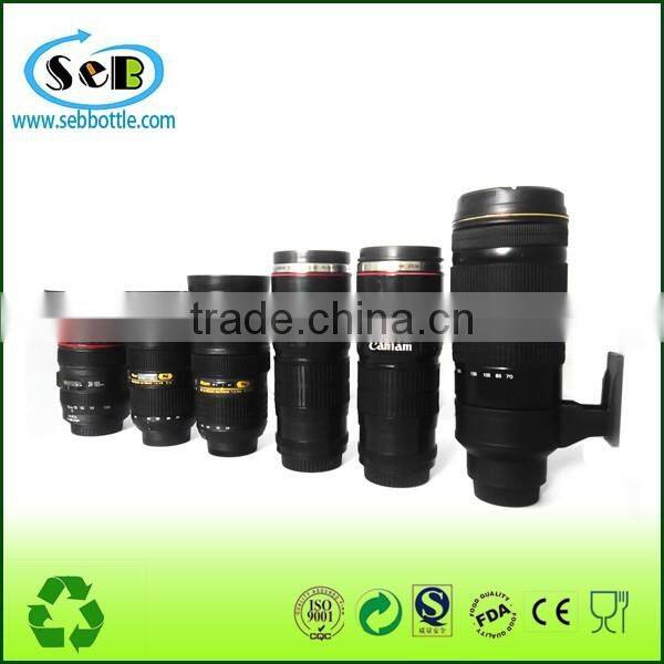 HOT sale stainless steel vacuum camera lens mug travel mug coffee mug with heating in car