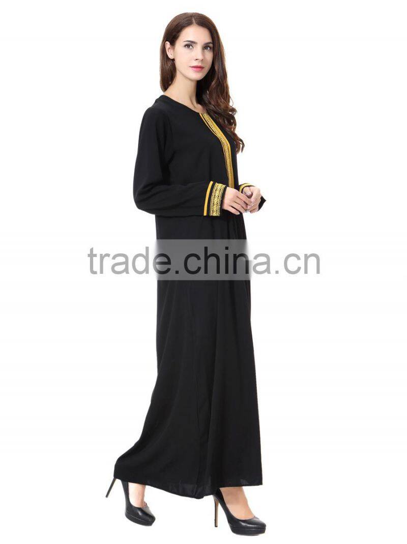embroider young girl muslim dress/ dqln muslim islamic fashionable abaya kaftan dresses/fancy dl islamic muslim dress