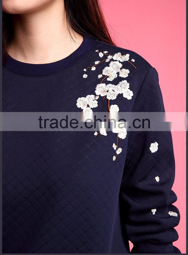 New Latest Women Sweatshirts Design Pullover Long Sleeve Embroidered Sweatshirts,Top Quality Fleece Embroidered Sweatshirts