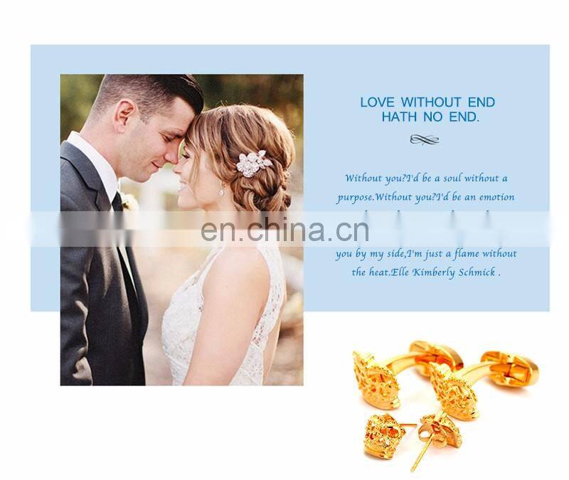 Custom Cufflink Set 18 Gold Crown Cufflinks and Earings