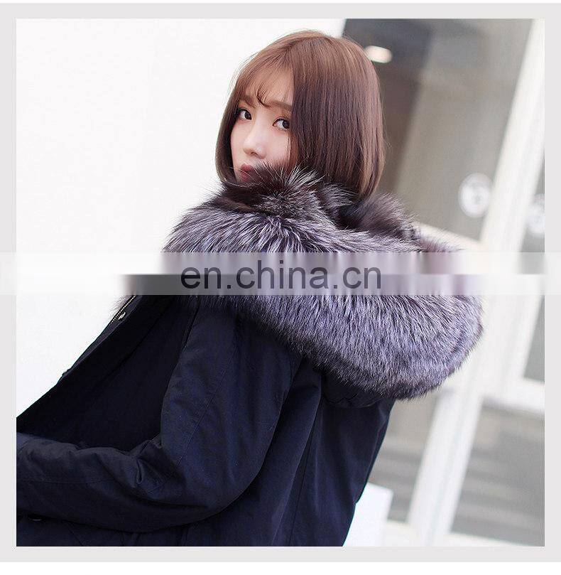 Hot Sales Winter's Fox Fur Lined Parka Germany Fur Coats With Removable Raccoon Fur Collar