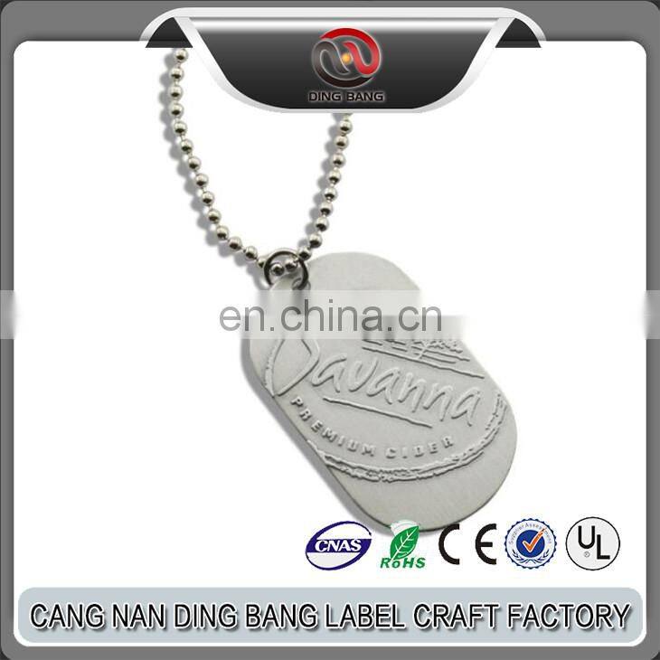 Promotional Metal Crafts High PolishedJewelry Type Custom Sliver Relief Military Dog Tag Pendant