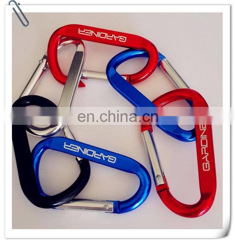 high qualiy Custom metal multi color D-shaped aluminum carabiner for promotion keychain