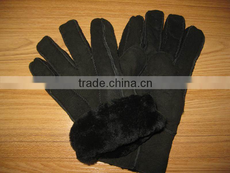 2014 Popular design Double face sheepskin glove